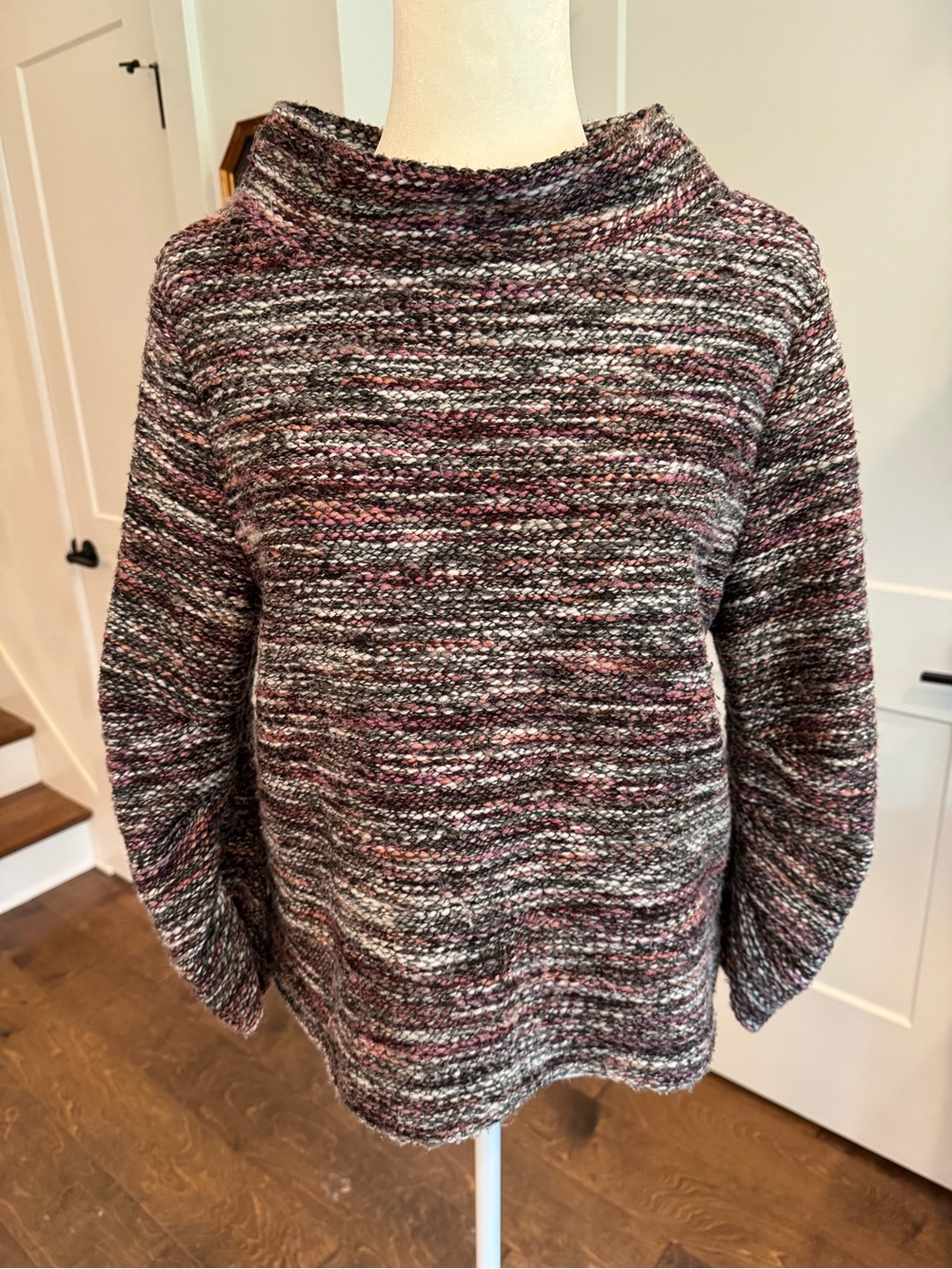 Vince Camuto Marled Gray & Pink Cowl Neck Sweater